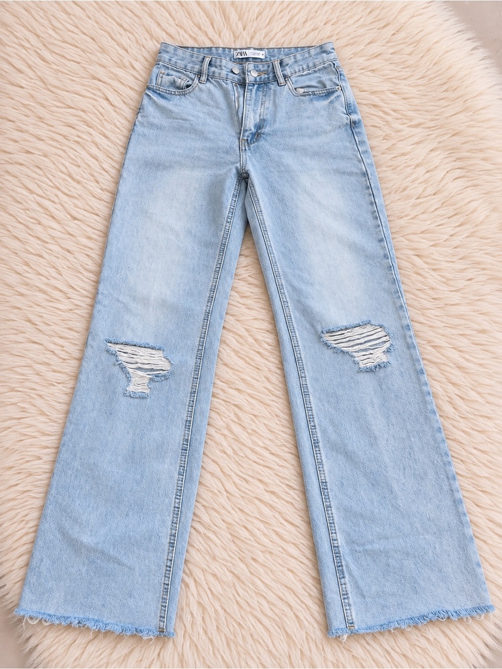 High-Rise Light Wash Distressed Jeans by thats so fetch